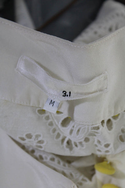 3.1 Phillip Lim Womens Paisley Eyelet Buytton Down Dress White Size Medium