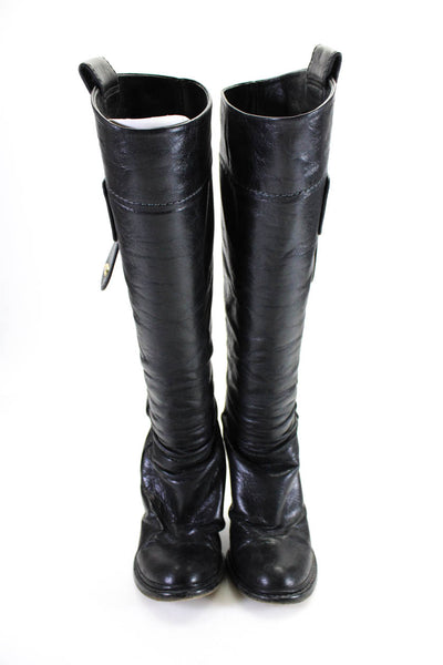 Chloe Womens Leather Almond Toe Cuban Heel Knee High Boots Black Size 6US 36EU