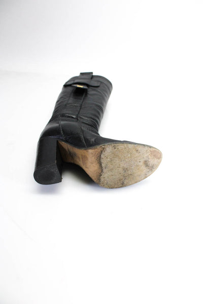 Chloe Womens Leather Almond Toe Cuban Heel Knee High Boots Black Size 6US 36EU