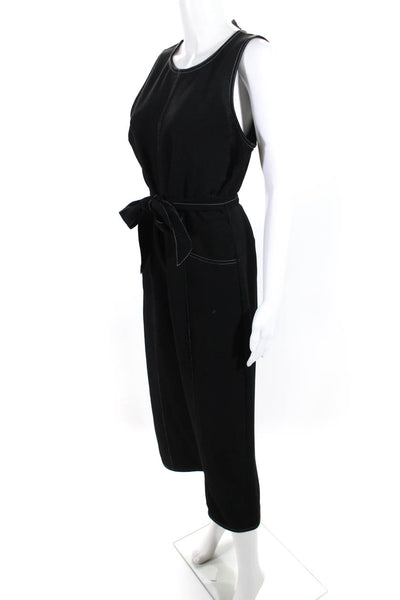 Greylin Anthropologie Womens Belted Sleeveless Crop Jumpsuit Black Size MP