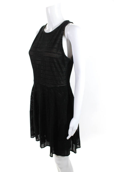 BCBG Max Azria Womens Perforated Sleeveless A Line Dress Black Size MEdium
