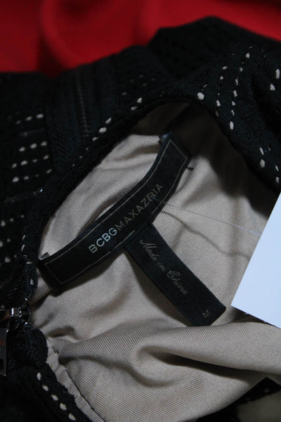 BCBG Max Azria Womens Perforated Sleeveless A Line Dress Black Size MEdium