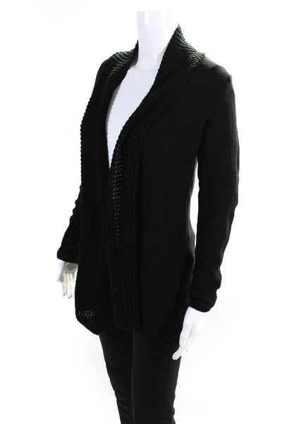 Belldini Womens Knit Tight Woven Open Cardigan Sweater Black Size M