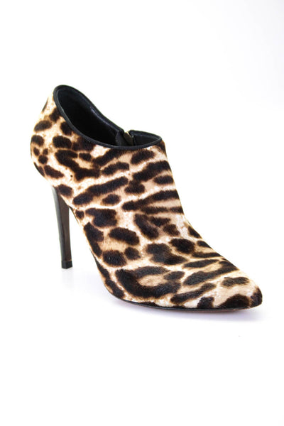 Lanvin Women's Wool Cheetah Print Boot Heels Brown Size 8