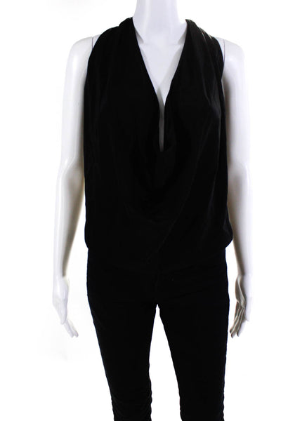 Emerson Thorpe Womens Convertible One Shoulder Halter Wrap Top Black Size XS