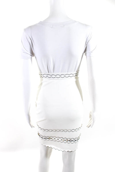 Alexander McQueen Womens Open Knit Trim Knee Length Pencil Skirt White Small