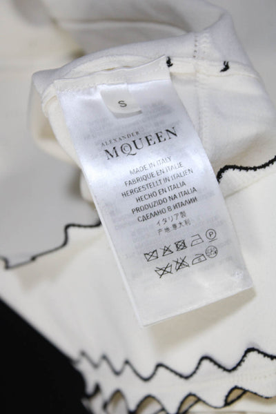 Alexander McQueen Womens Open Knit Trim Knee Length Pencil Skirt White Small