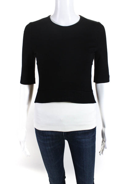Stella McCartney Womens Back Zip Half Sleeve Layered Top Black White IT 38