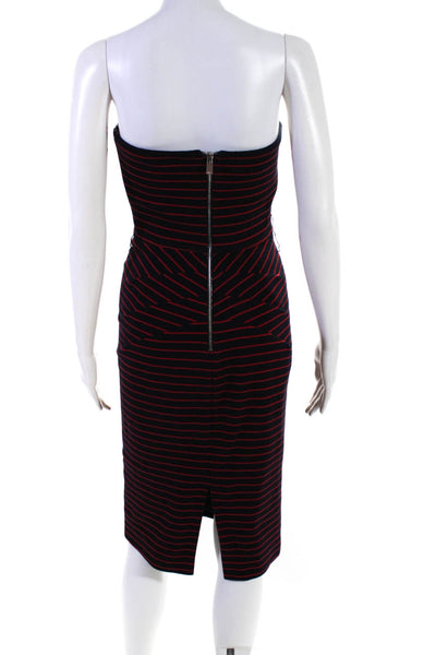 Michael Kors Womens Strapless Knit Striped Sheath Dress Red Navy Blue Size 4