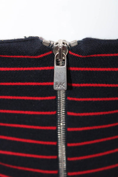 Michael Kors Womens Strapless Knit Striped Sheath Dress Red Navy Blue Size 4