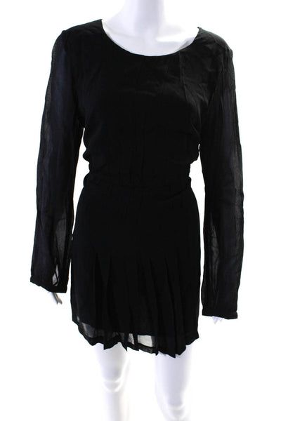 Twelfth Street by Cynthia Vincent Womens Pleated Long Sleeve Dress Black Size M