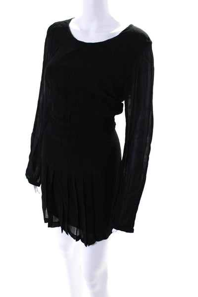 Twelfth Street by Cynthia Vincent Womens Pleated Long Sleeve Dress Black Size M