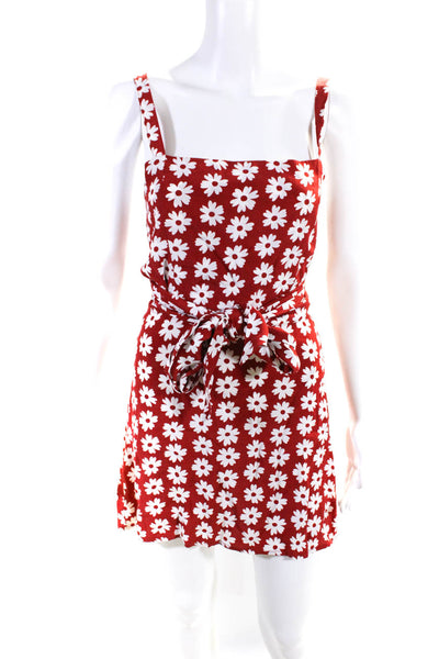 Faithfull The Brand Womens Floral Print Tie Back Tank Dress Red White Size S