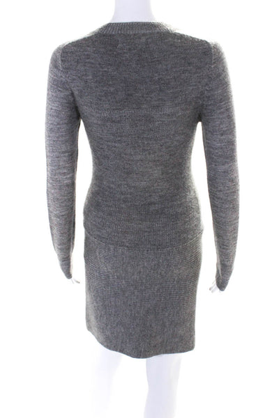 Isabel Marant Etoile Womens Long Sleeve Crew Neck Knit Sweater Dress Gray FR 36