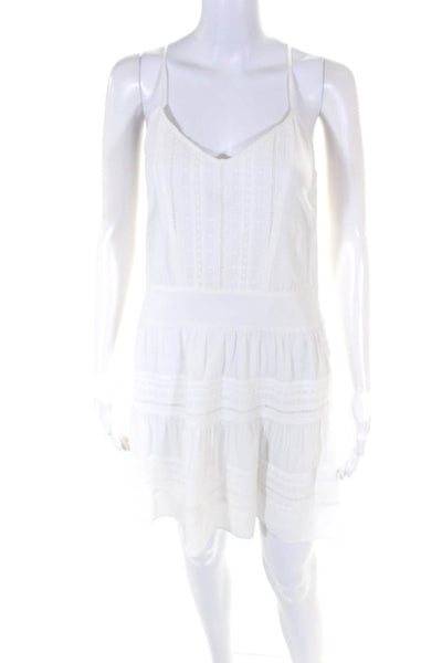 Frame Shirt Womens Side Button Spaghetti Strap Short Dress White Cotton Size XS