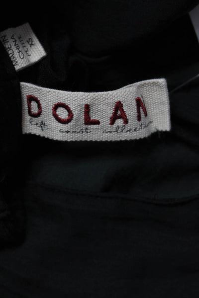 Dolan Women's Puff Sleeve Ruffle Crewneck Blouse Black Size XS