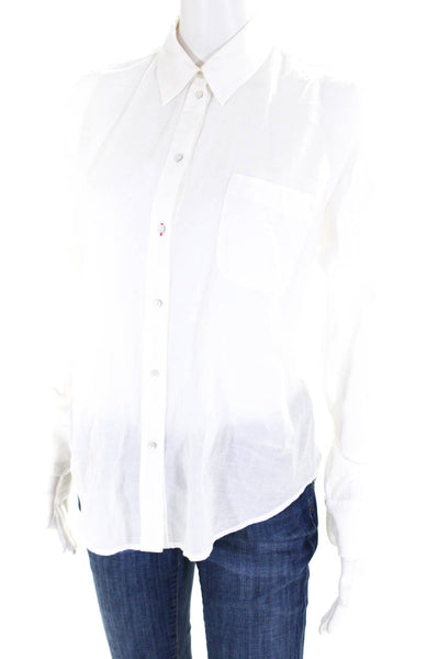 Elizabeth And James Women's Collared Log Sleeves Button Down Shirt White Size XS