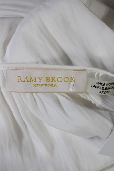 Ramy Brook Womens V-Neck Studded Cold Shoulder Long Sleeve Blouse White Size 2XS