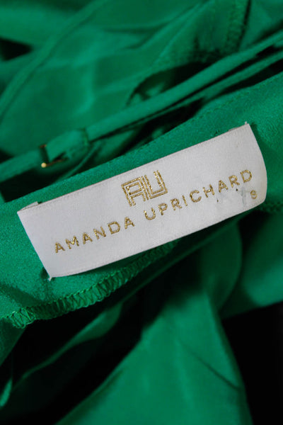 Amanda Uprichard Womens Silk Ruffle Front Spaghetti Strap Cami Top Green Size S