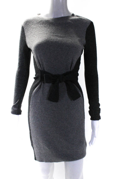 Club Monaco Womens Scoop Neck Tight Knit Colorblock Sweater Dress Gray Size XS