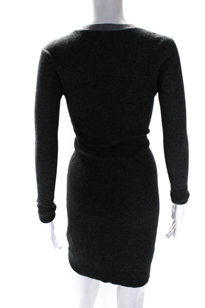 Club Monaco Womens Scoop Neck Tight Knit Colorblock Sweater Dress Gray Size XS