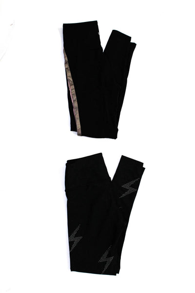 Lanston Sport Soul Womens Solid Striped Studded Leggings Black Size XS Lot 2