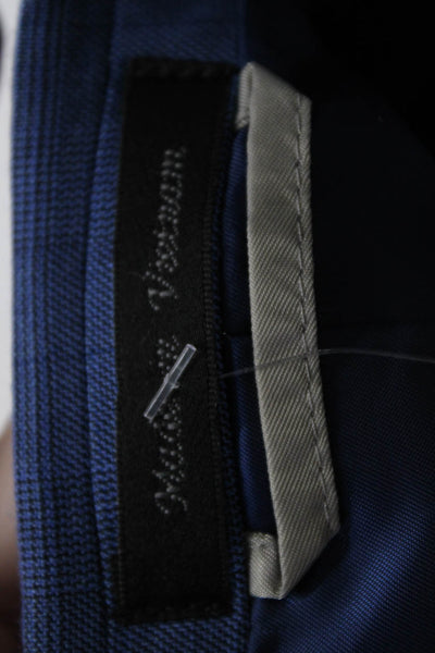 Marc New York Mens Striped Window Pane Print Button Collared Blazer Blue Size S