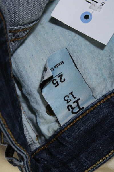 R13 Womens Cotton 5-Pocket Medium Wash Buttoned Skinny Jeans Blue Size EUR25