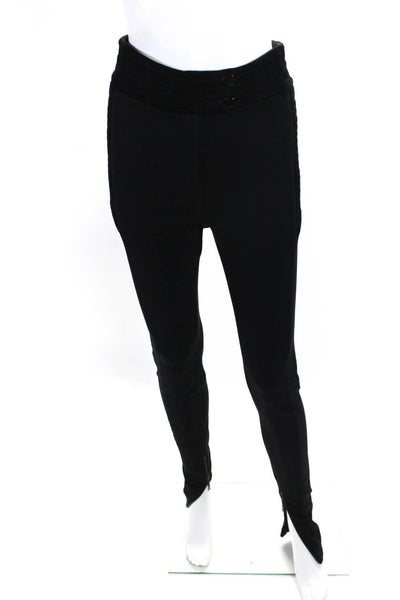 Kimora Lee Simmons Womens Patchwork Button Striped Zipped Hem Pants Black Size M