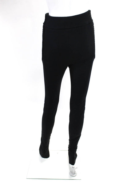Kimora Lee Simmons Womens Patchwork Button Striped Zipped Hem Pants Black Size M