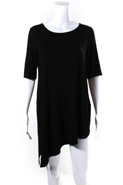 Eileen Fisher Women's Short Sleeve Crewneck Jersey Shirt Dress Black Size S