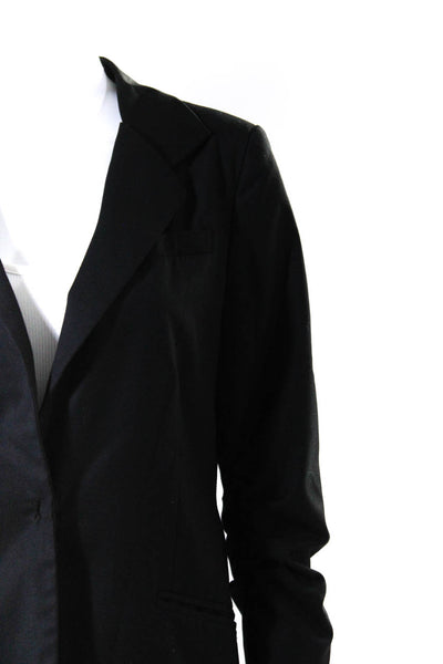 Central Park West Women's Ruched Sleeve One Button Blazer Black Size M