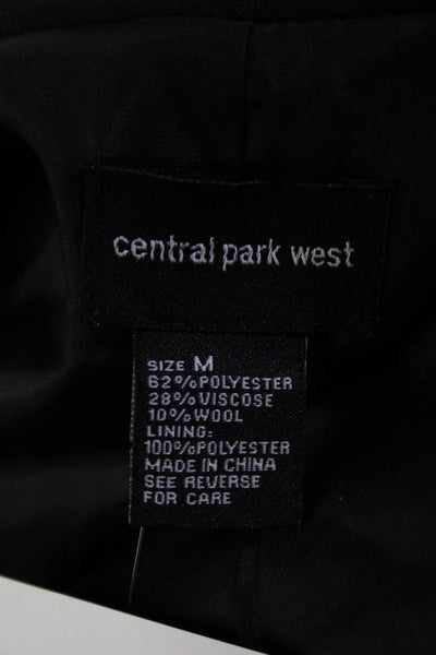 Central Park West Women's Ruched Sleeve One Button Blazer Black Size M