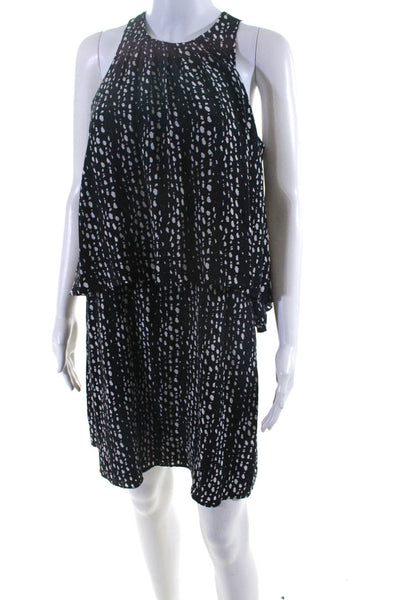 Joie Women's Silk Printed Sleeveless Popover Mini Dress Black Size XS