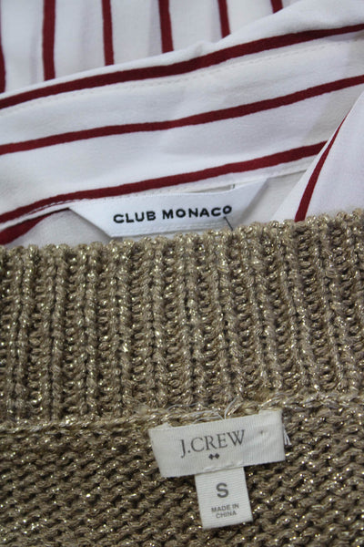 Club Monaco Women's Button Down Shirt Open Front Cardigan Red Gold Size S Lot 2