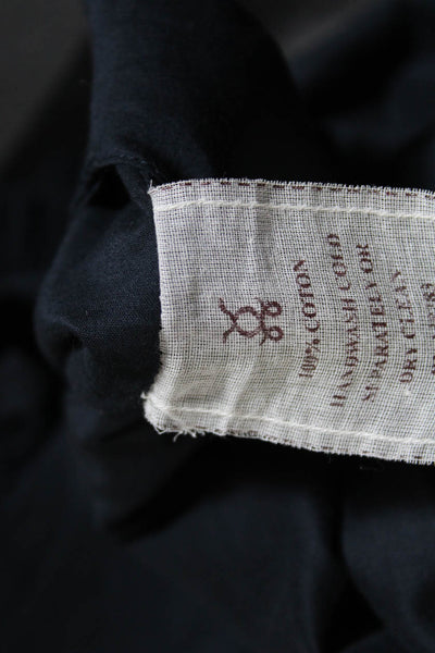 Figue Womens Cotton Ruffled Tied Tassel Sleeveless Tank Top; Navy Size S