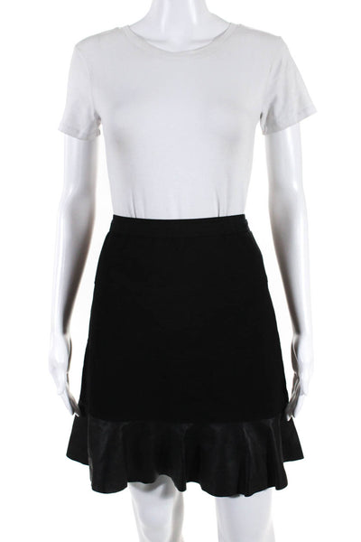 Elie Tahari Womens Striped Zipped Tiered Ruffled A-Line Skirt Black Size L