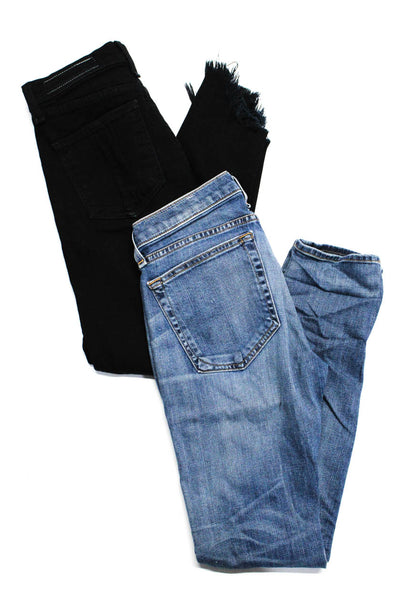 Rag & Bone Jean Womens Solid Cotton Denim Skinny Jeans Black Blue Size 24 Lot 2