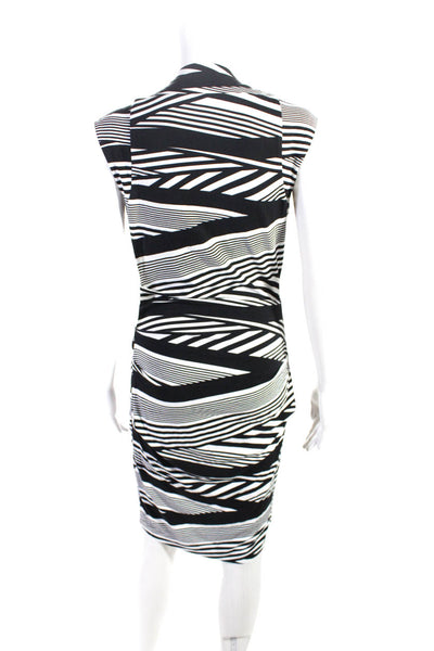 Nicole Miller Collection Womens Jersey Striped Ruched Sheath Dress Black Size M