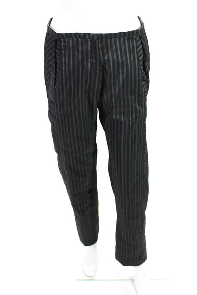 Burberry Women's Midrise Straight Leg Side Pocket Striped Pant Black Size 40