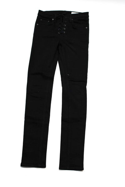 Rag & Bone Womens Cotton Distress Lace-Up Button Skinny Jeans Blue Size 26 Lot 3