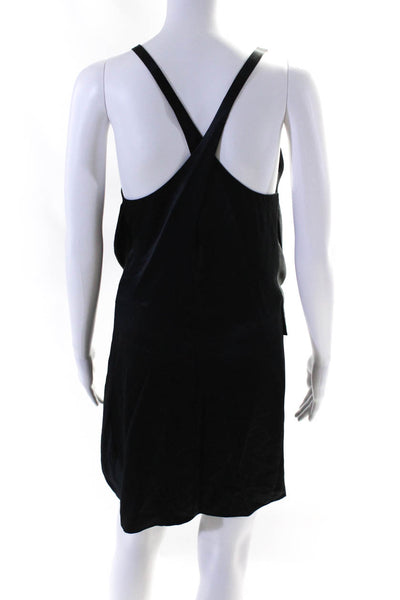 Helmut Lang Womens Draped Ruched Spaghetti Strap Mini Dress Black Size 0