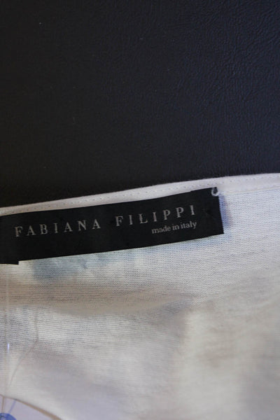 Fabiana Filippi Womens Color Block Asymmetrical Blouse White Pink Size Small