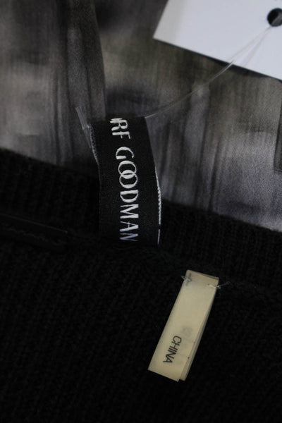 Elie Tahari Womens Merino Wool Knit High-Low Long Sleeve Sweater Black Size XS