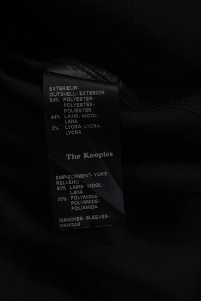 The Kooples Womens Wool Colorblock Print Half Sleeve Top Black Burgundy Size XS