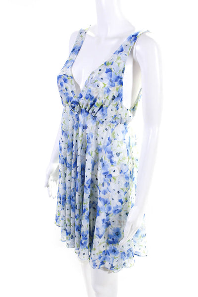 Oscar de la Renta Pink Label Womens Floral Nightgown Chemise Blue Size Medium