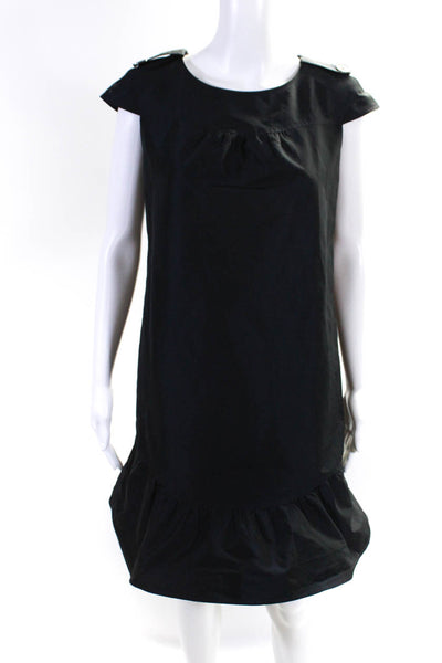 Burberry Women's Round Neck sleeveless Tiered Ruffle Hem Mini dress Black Size 4