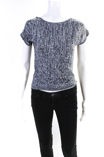 Cotton By Autumn Cashmere Women's V-Neck Wrap Short Sleeve Blouse Gray Size S