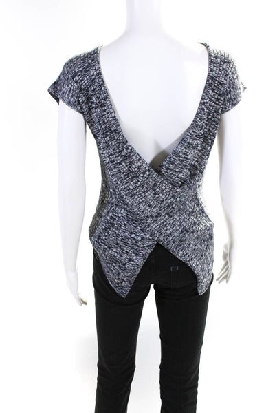 Cotton By Autumn Cashmere Women's V-Neck Wrap Short Sleeve Blouse Gray Size S