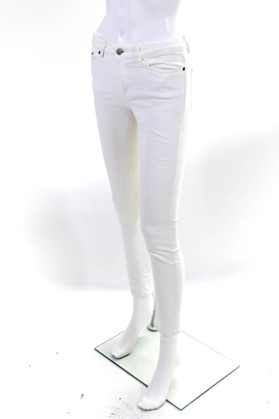 ACNE Studios Women's Denim Mid-Rise Skinny Jeans White Size 26